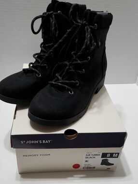 St. John's Bay Black Lace-Up Ankle Boots